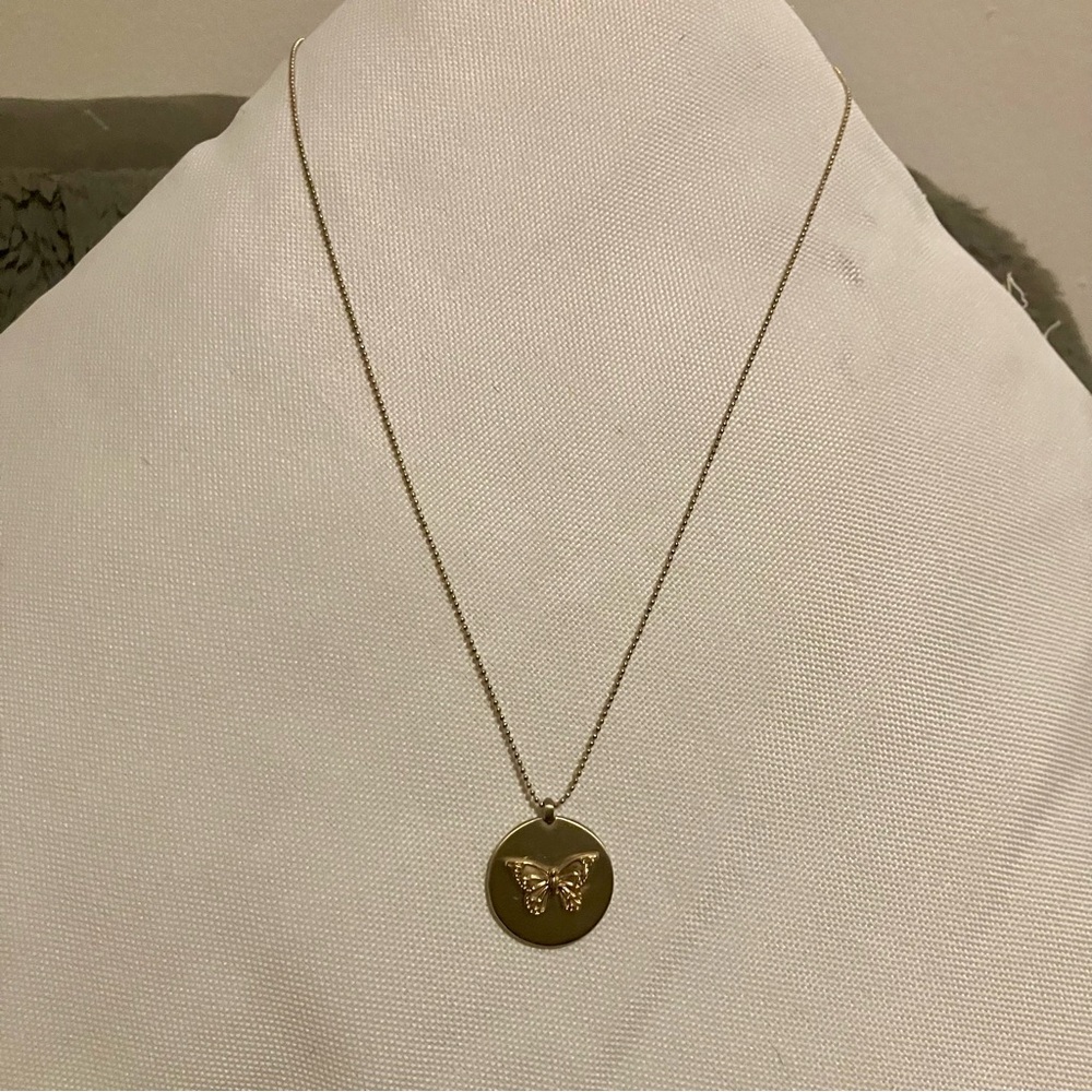 Time and Tru Gold Butterfly Medallion Necklace